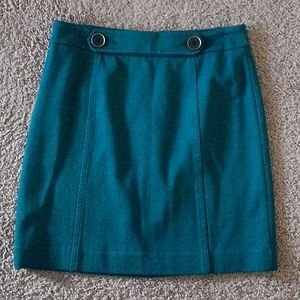 LOFT teal button mini skirt size 0